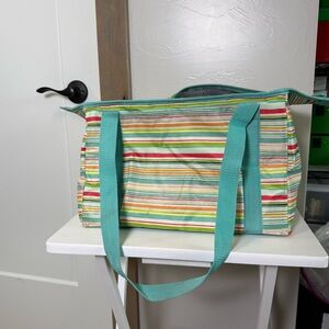 Thirty One Fresh Market Thermal Sunny Stripe Cooler Bag Travel Tote Insulated